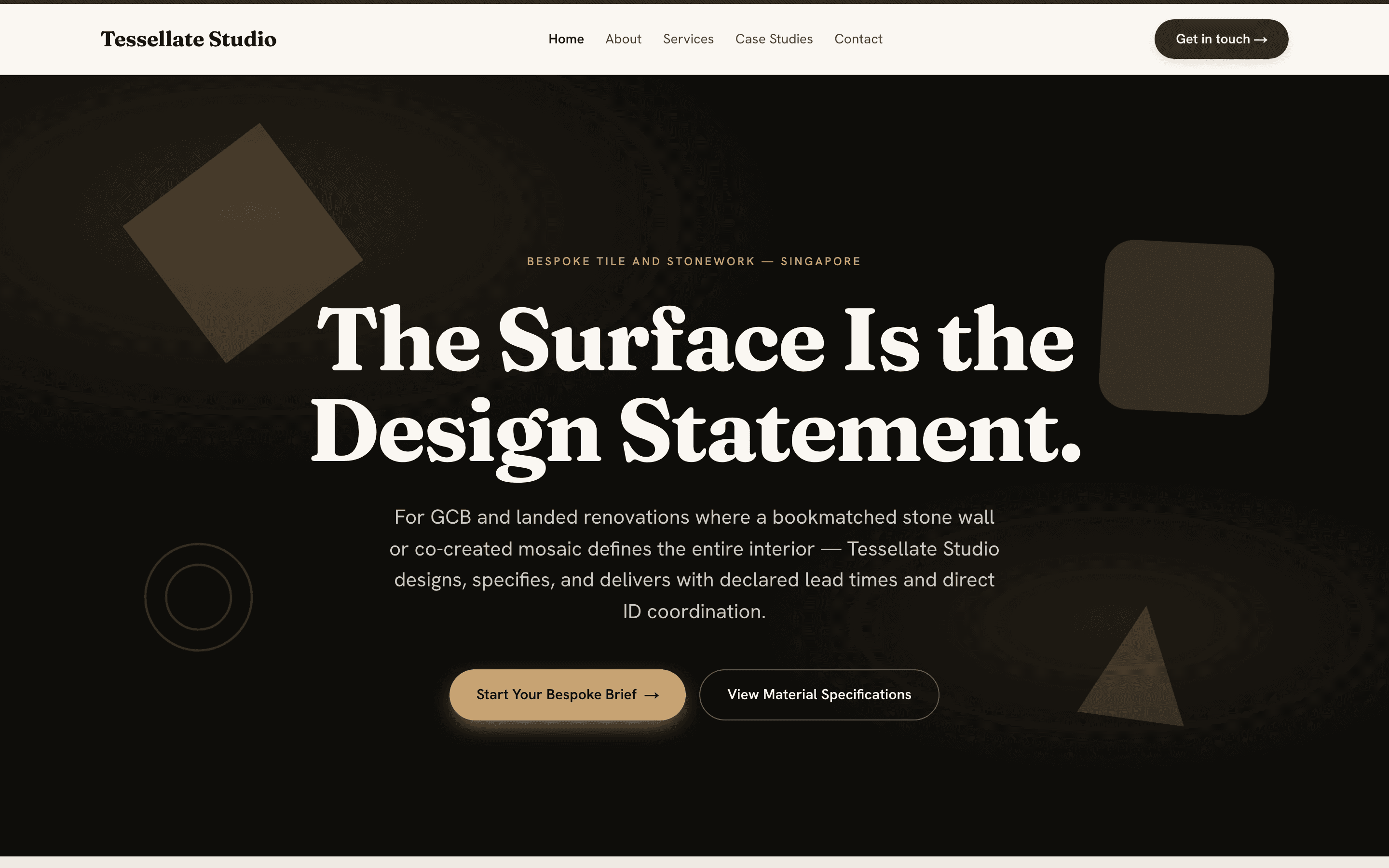 Tessellate Studio homepage